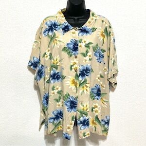 Liz & Me Woman Blue Floral Sand Top Short Sleeve Shirt Size 5X
